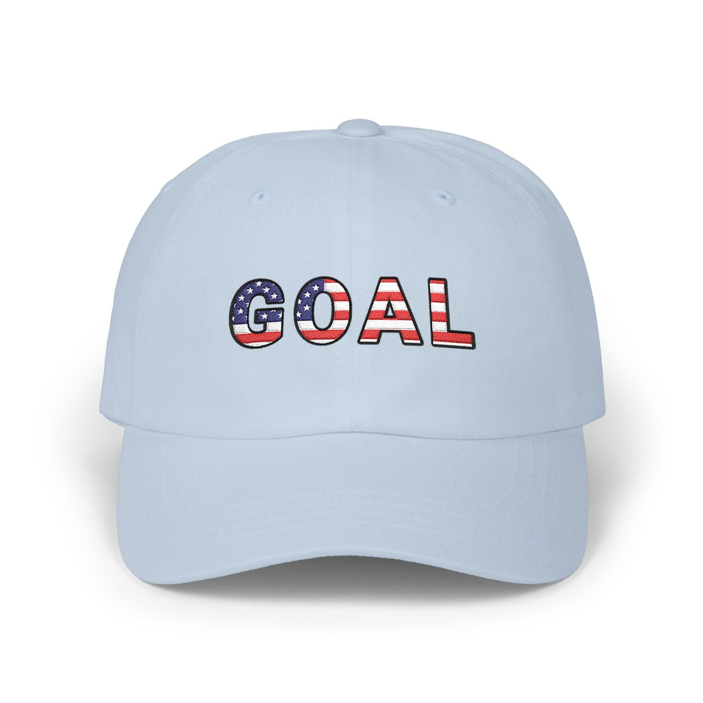 GOAL American Flag Embroidered Dad Hat, USA Soccer Fan Cap, Adjustable Cap