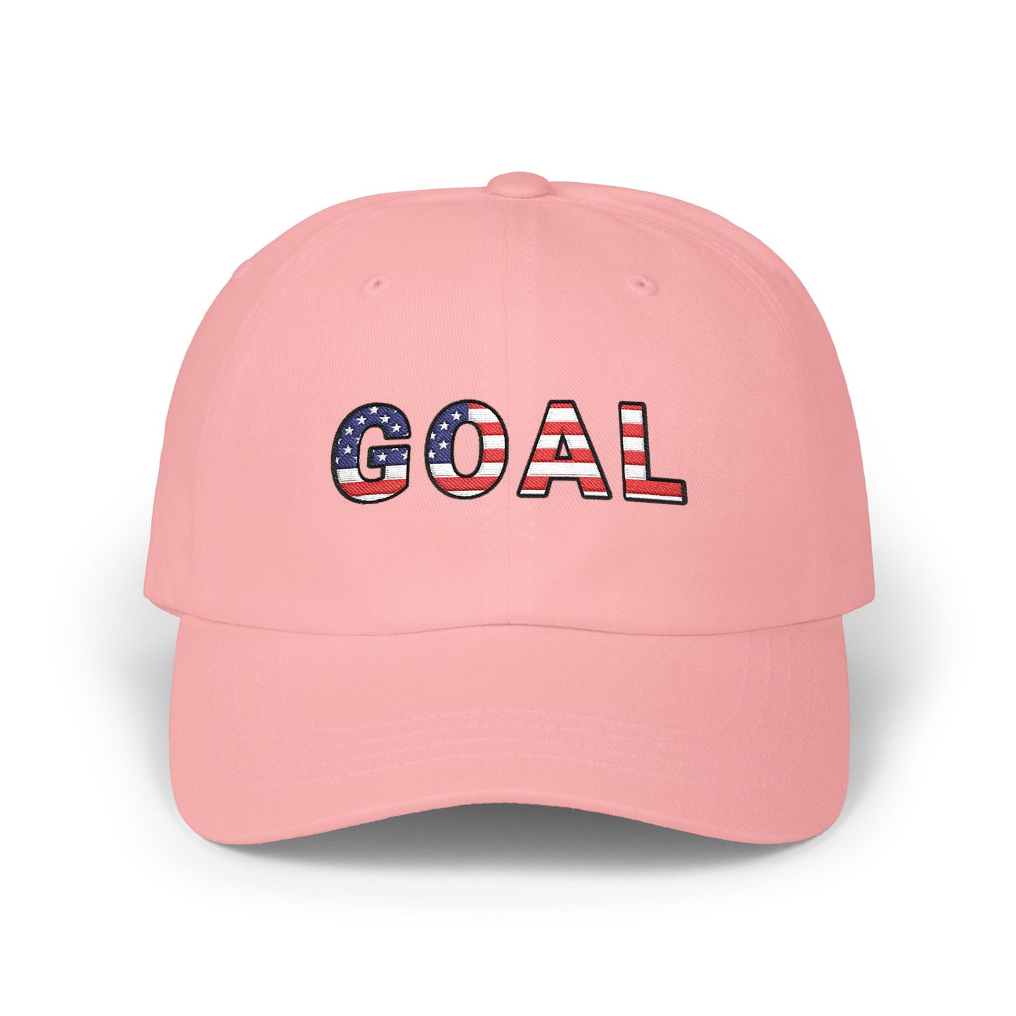 GOAL American Flag Embroidered Dad Hat, USA Soccer Fan Cap, Adjustable Cap