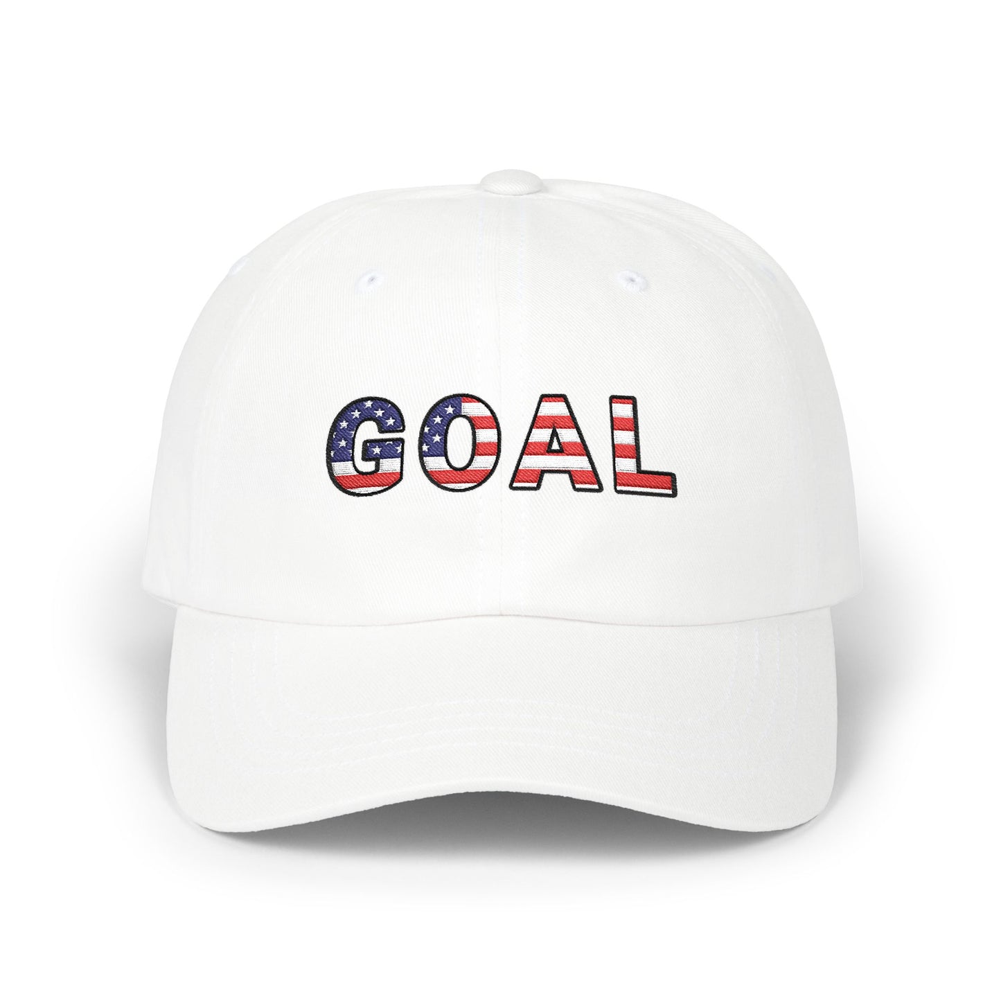 GOAL American Flag Embroidered Dad Hat, USA Soccer Fan Cap, Adjustable Cap