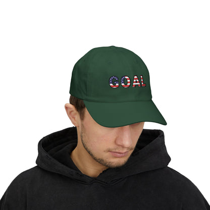 GOAL American Flag Embroidered Dad Hat, USA Soccer Fan Cap, Adjustable Cap