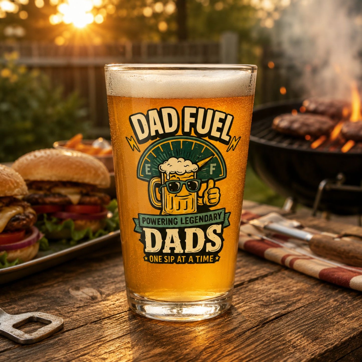Dad Fuel Powering Legendary Dads Pint Glass, Funny Father's Day Gift, Cool Beer