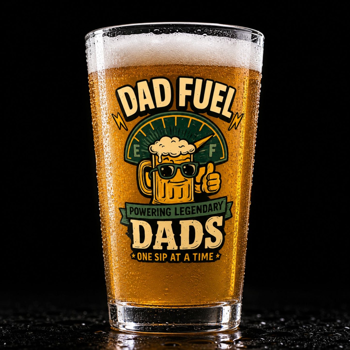 Dad Fuel Powering Legendary Dads Pint Glass, Funny Father's Day Gift, Cool Beer