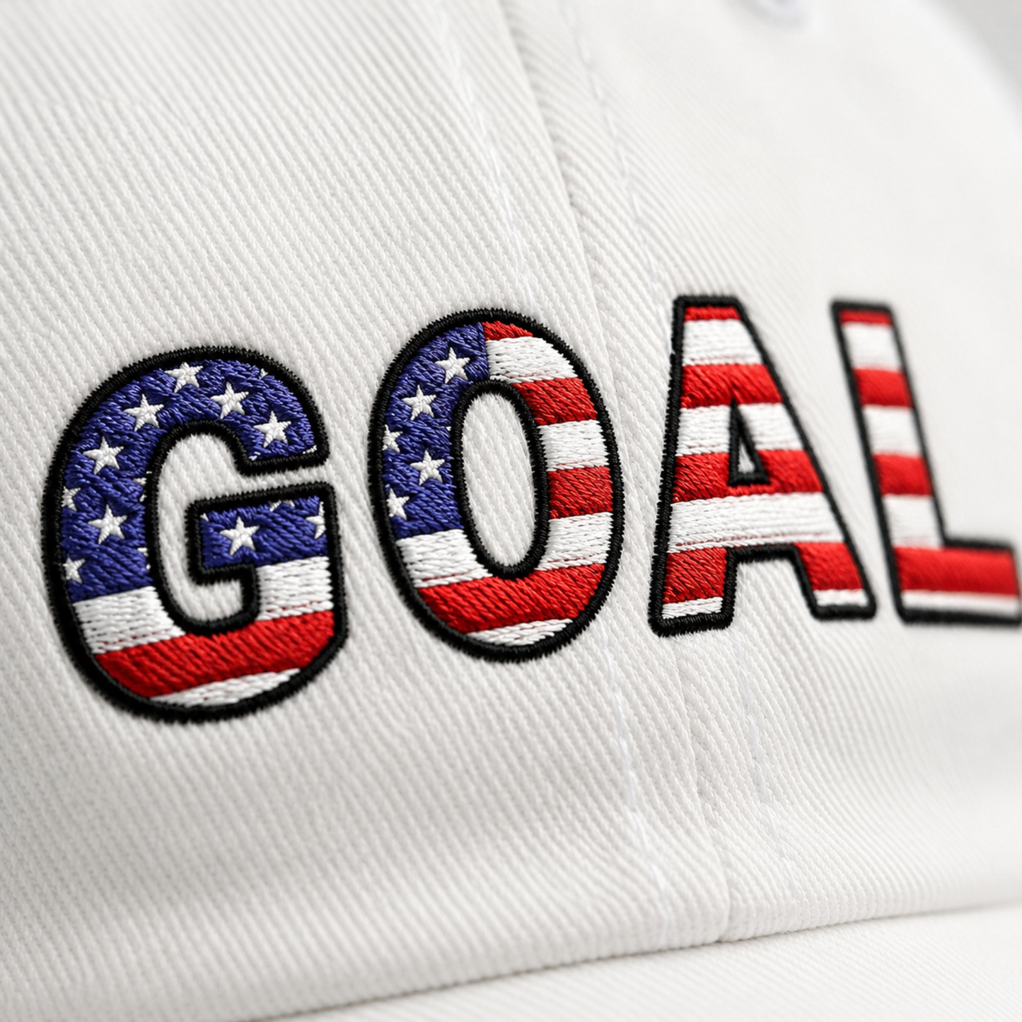 GOAL American Flag Embroidered Dad Hat, USA Soccer Fan Cap, Adjustable Cap