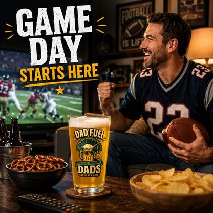 Dad Fuel Powering Legendary Dads Pint Glass, Funny Father's Day Gift, Cool Beer